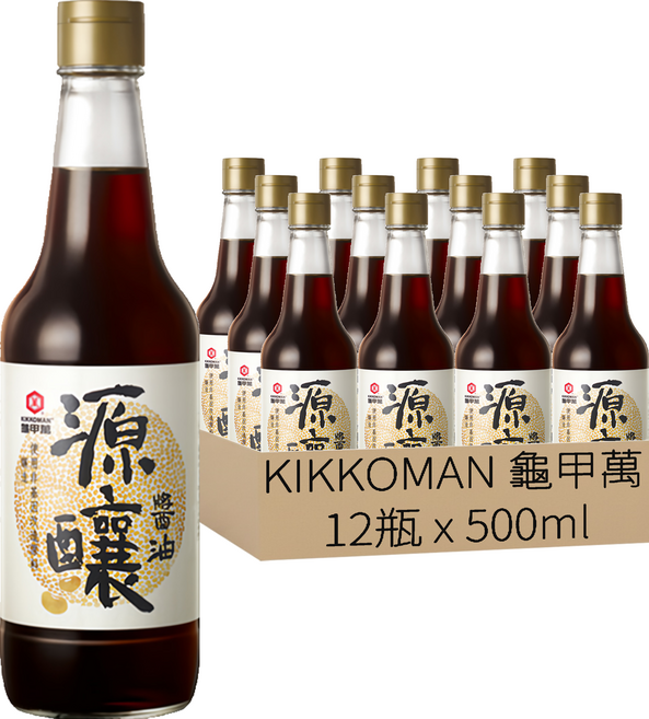 KIKKOMAN 龜甲萬 源釀醬油, 500ml, 12瓶