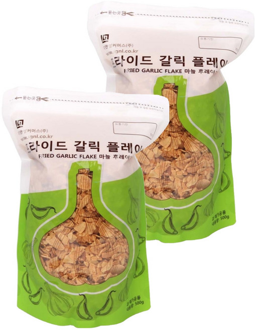 지엔엘커머스 프라이드 갈릭 플레이크, 500g, 2개