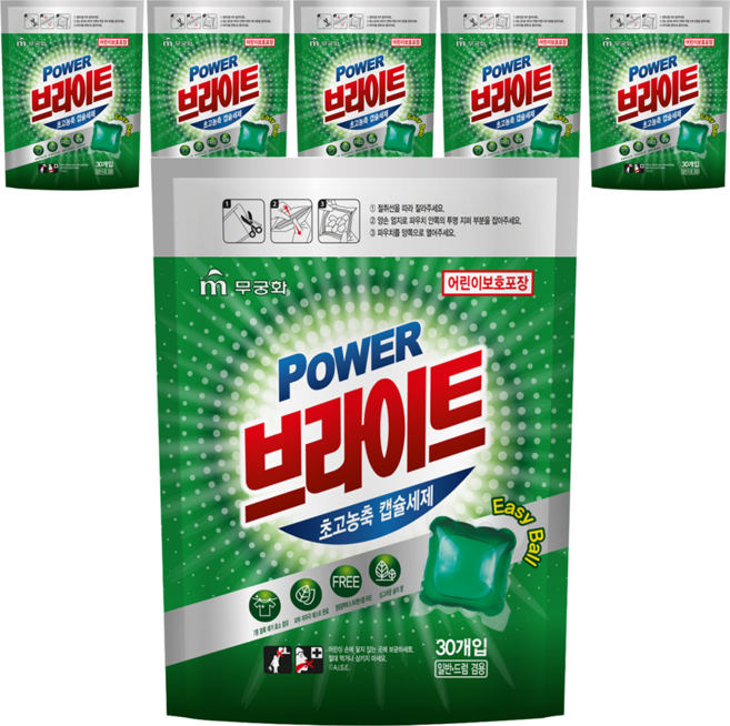 무궁화 파워 브라이트 초고농축 싱그러운 숲의향 캡슐세제, 30개입, 6개