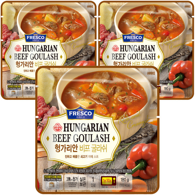 오뚜기프레스코 헝가리안 비프 굴라쉬, 180g, 3개