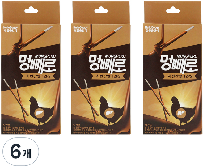 참좋은간식 멍빼로 강아지간식 12p, 치킨간, 96g, 6개