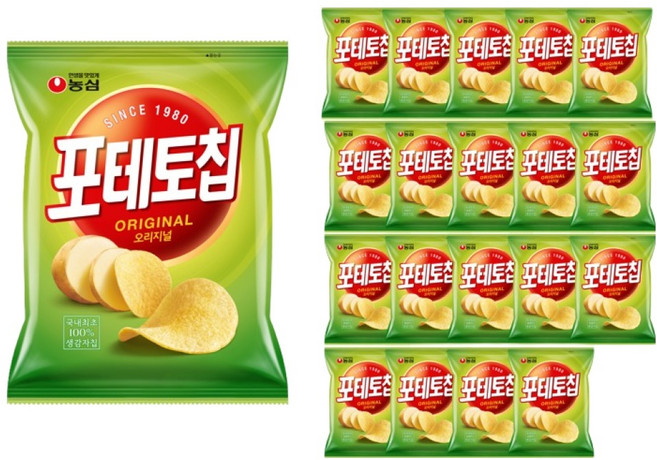 농심 포테토칩 오리지널, 60g, 20개
