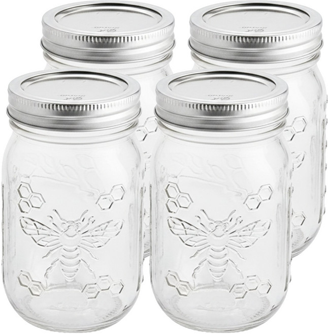 Ball 梅森罐 蜜蜂戰士套裝 4個 16oz (473ml) 窄口玻璃罐 美國製造 不含BPA