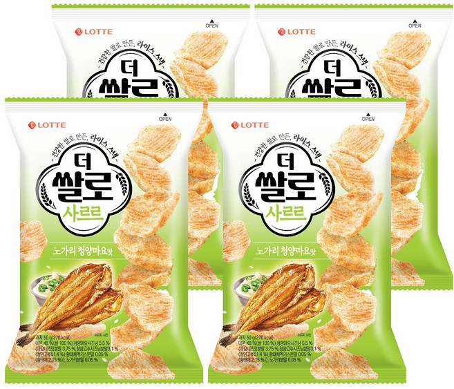 더쌀로 사르르 노가리 청양마요맛, 4개, 50g