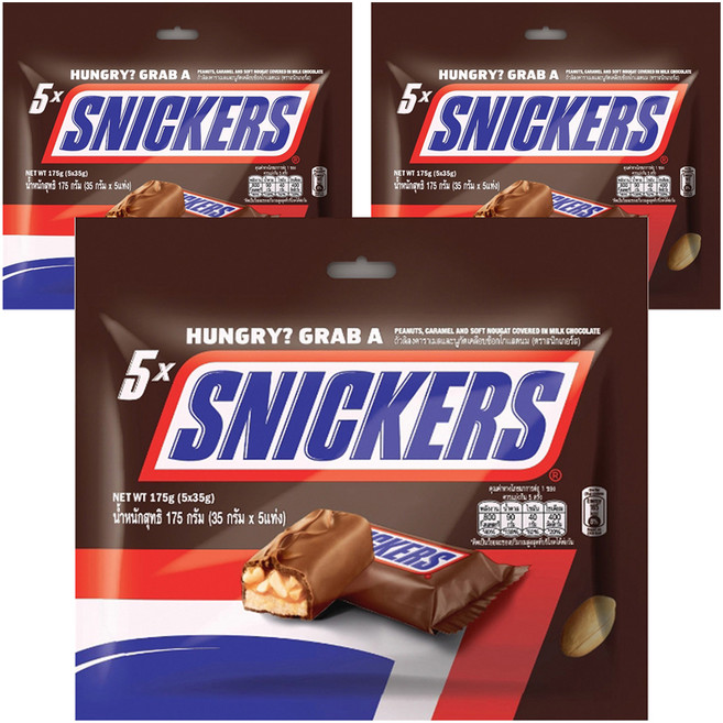 스니커즈 땅콩 초콜릿, 175g, 3개