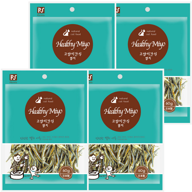 헬씨미요 저온건조 고양이간식, 멸치, 60g, 4개