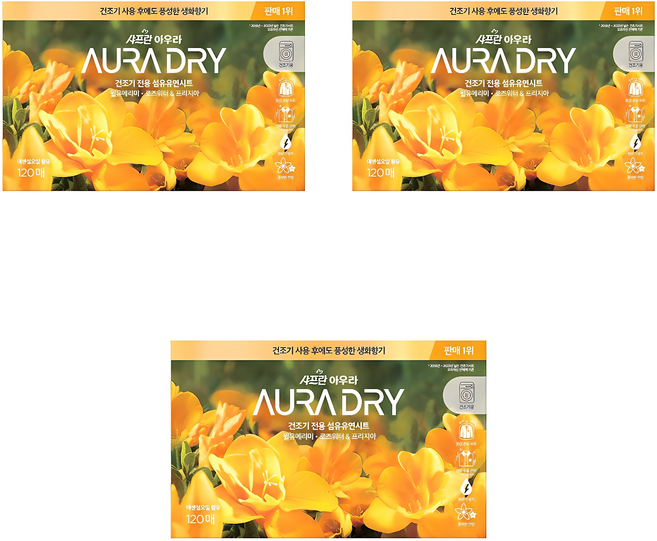 아우라 드라이 섬유유연시트 윌유메리미 본품, 120개입, 3개