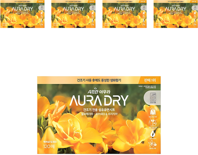 아우라 드라이 섬유유연시트 윌유메리미 본품, 120개입, 5개