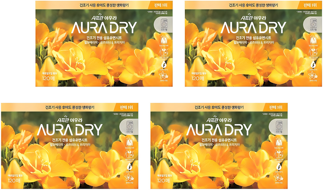 아우라 드라이 섬유유연시트 윌유메리미 본품, 120매입, 4개