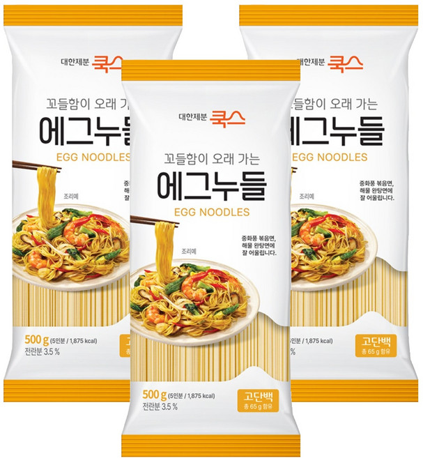 대한제분쿡스 에그누들, 500g, 3개