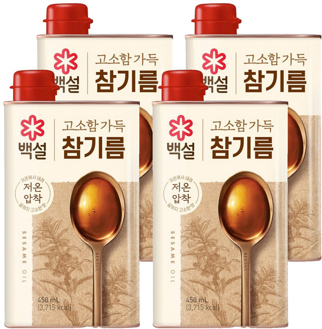 백설 고소함 가득 참기름, 450ml, 4개