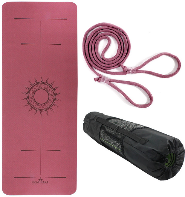 고무나라 TPE PRO 센터라인 요가매트 + 보관 스트랩 + 가방, 브라운버건디, 1세트