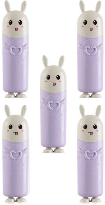 더자카 러브유 래빗 칫솔케이스, 퍼플, 5개