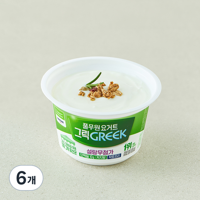 풀무원 그릭 설탕무첨가 플레인, 150g, 6개