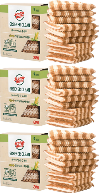 스카치브라이트 옥수수 망사수세미, 9개입, 3개