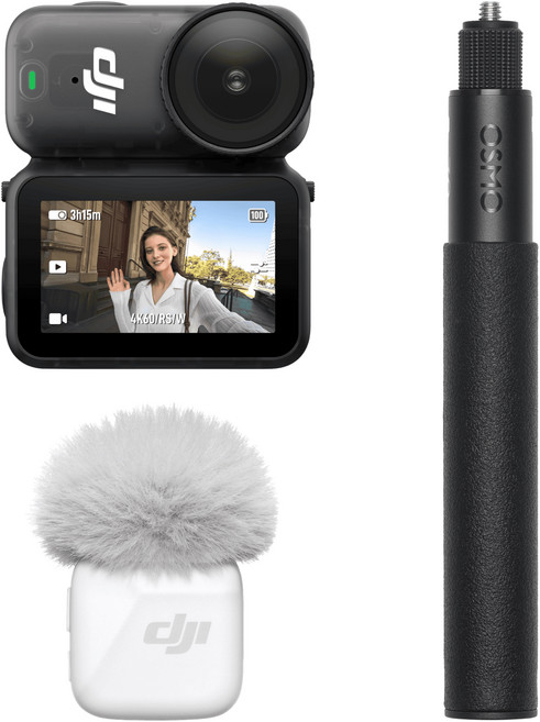 DJI Osmo Nano 브이로그 콤보 액션캠 64GB 송신기, 단일 색상(액션캠, 셀피 스틱), 아크틱 화이트(마이크)
