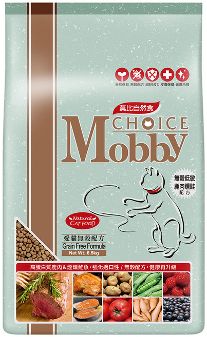 Mobby 莫比 全齡貓 愛貓無穀配方 乾飼料, 鹿肉 + 鮭魚, 6.5kg, 1袋