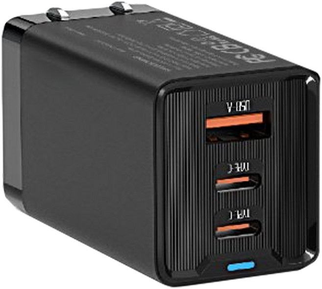 X-PRO GaN 氮化鎵 充電器 65W三孔快充頭 安卓/蘋果/筆電通用 TYPE-C快充, 黑色, 1個