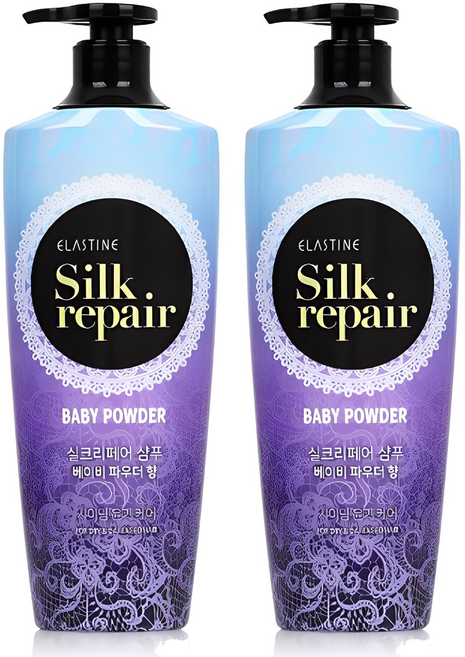 엘라스틴 실크리페어 샴푸 베이비 파우더 향, 550ml, 2개