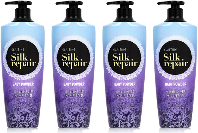 엘라스틴 실크 리페어 샴푸 베이비 파우더 향, 550ml, 4개