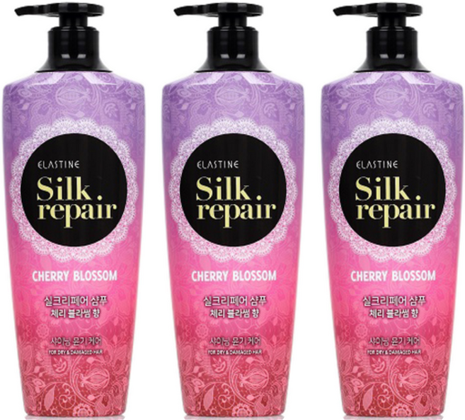 엘라스틴 실크 리페어 샴푸 체리블라썸향, 550ml, 3개
