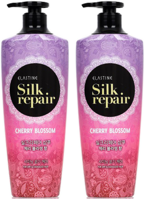 엘라스틴 실크 리페어 샴푸 체리블라썸향, 550ml, 2개