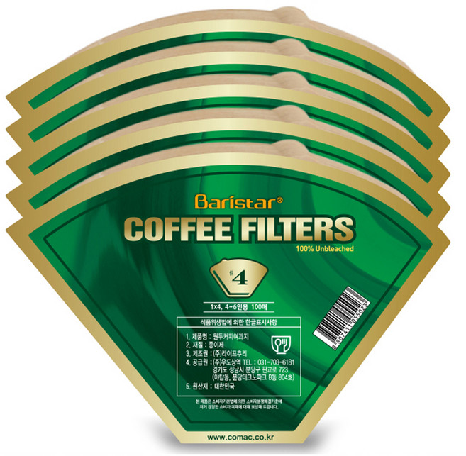 Baristar 커피여과지 4, 100개입, 5개