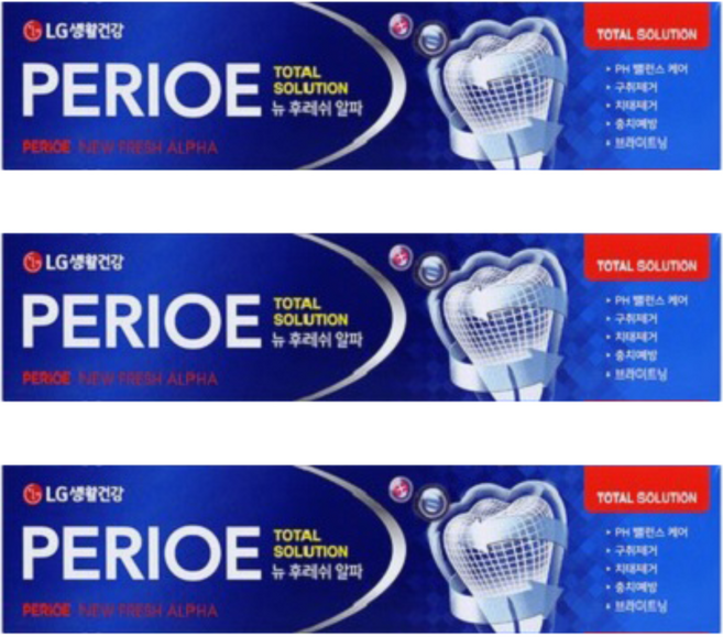 페리오 뉴 후레쉬 알파 치약, 170g, 3개