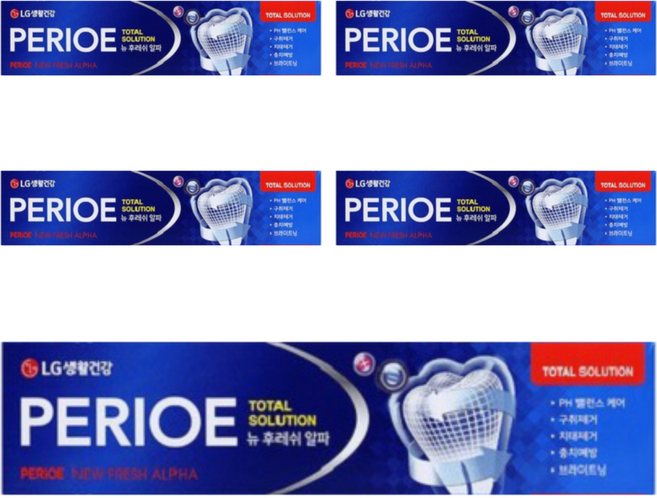 페리오 뉴 후레쉬 알파 치약, 170g, 5개