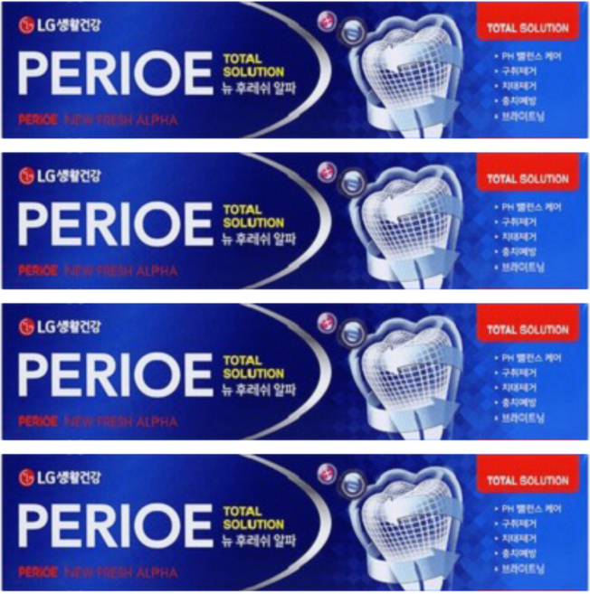 페리오 뉴 후레쉬 알파 치약, 170g, 4개