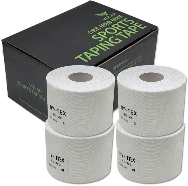 VOLAR 하이텍스 스포츠 테이핑 테이프 화이트, 4개