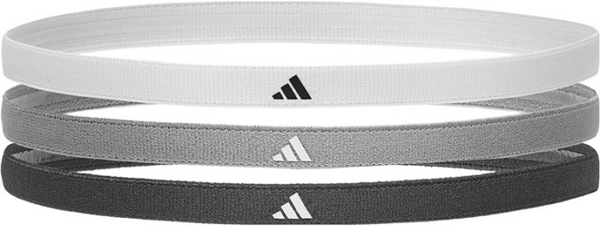 adidas 愛迪達 運動髮帶 3件組, 1組, 白色 + 灰色 + 黑色