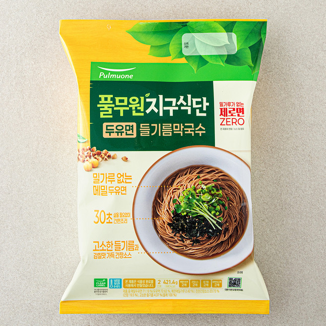 풀무원 지구식단 메밀 두유면 들기름막국수 2인분, 421.4g, 2개