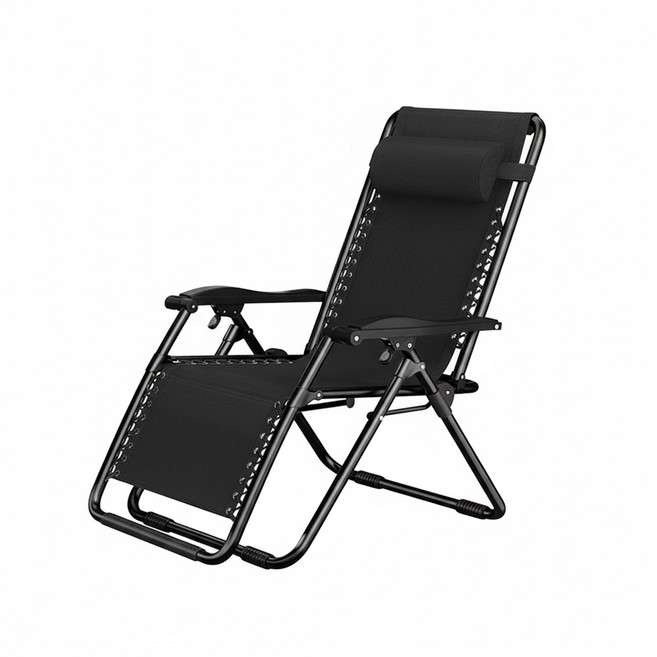 STYLE 格調 無段式高承重透氣休閒躺椅 圓管, 黑色, 1個