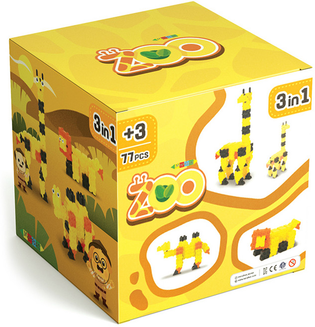 몰펀 3in1 동물들 블록 77p, 혼합색상, 1개