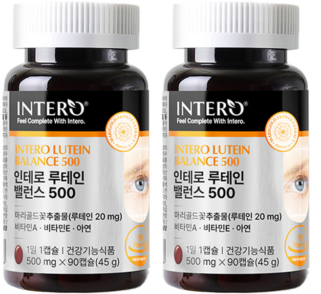 인테로 루테인 밸런스 500 45g, 90정, 2개