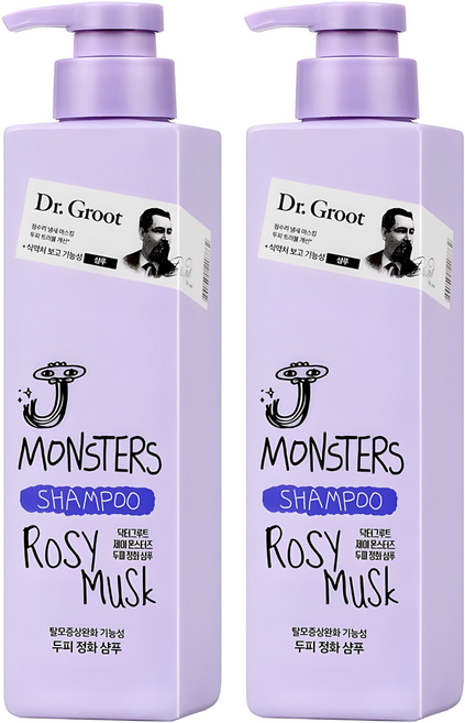 닥터그루트 제이 몬스터즈 두피 정화 기능성샴푸 로지 머스크향, 385ml, 2개