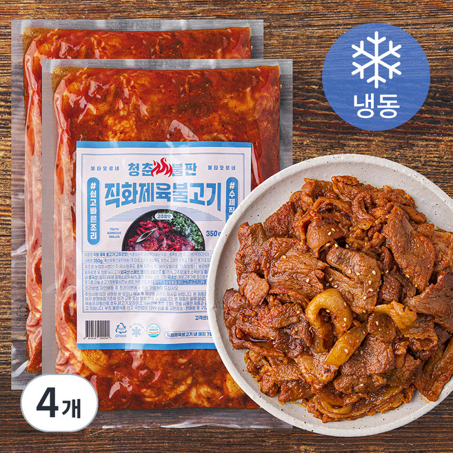 청춘불판 직화 제육 불고기 (냉동), 350g, 4개