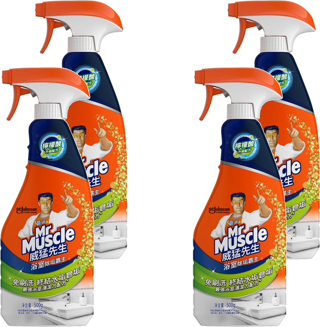 Mr Muscle 威猛先生 浴室除垢霸主清潔劑 噴槍瓶, 500g, 4瓶