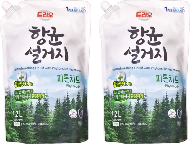 Trio 廚房洗碗精 補充包, 1.2L, 2包