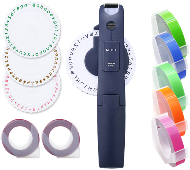 모텍스 라벨메이커 또각이 E-404 + 리필테이프 B 세트, 다크블루(또각이), 1세트