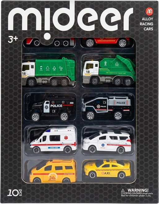 mideer 合金車套組 特殊車輛 MD-1216 10台, 1盒