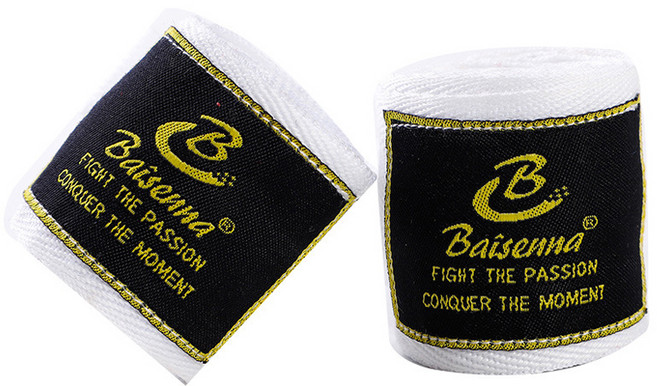 순잠 면 통기성 복싱 권투 붕대 핸드 스트랩, 화이트, 1개