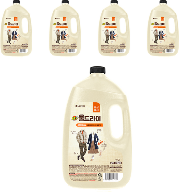 테크 울드라이 오리지널 중성세제 본품, 2.5L, 5개