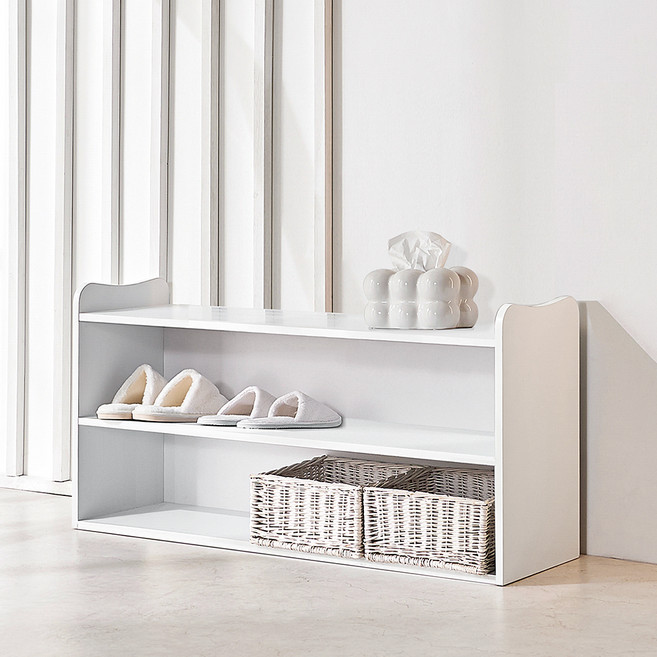 양지가구 교구 라운드 책장, 백색, 2단