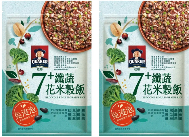 QUAKER 桂格 免浸泡7+纖蔬花米穀飯, 650g, 2包