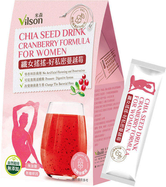 Vilson 米森 纖女搖搖系列 好私密蔓越莓 8包, 64g, 1盒