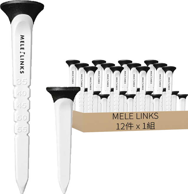 MELE LINKS 低摩擦凸點設計 高爾夫球Tee 球座球釘12件組, 白色, 1組