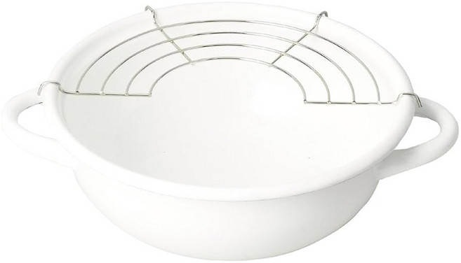 日式加厚琺瑯油炸鍋 21cm, 1個, 白色