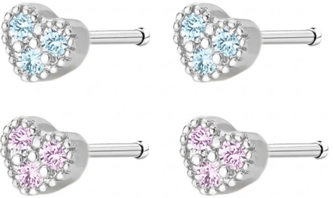 Brilliant Beauty 耀眼美人 微觀心鑽鋯石鑽養耳棒鈦閃耀 鈦鋼耳環 水藍 + 淺粉